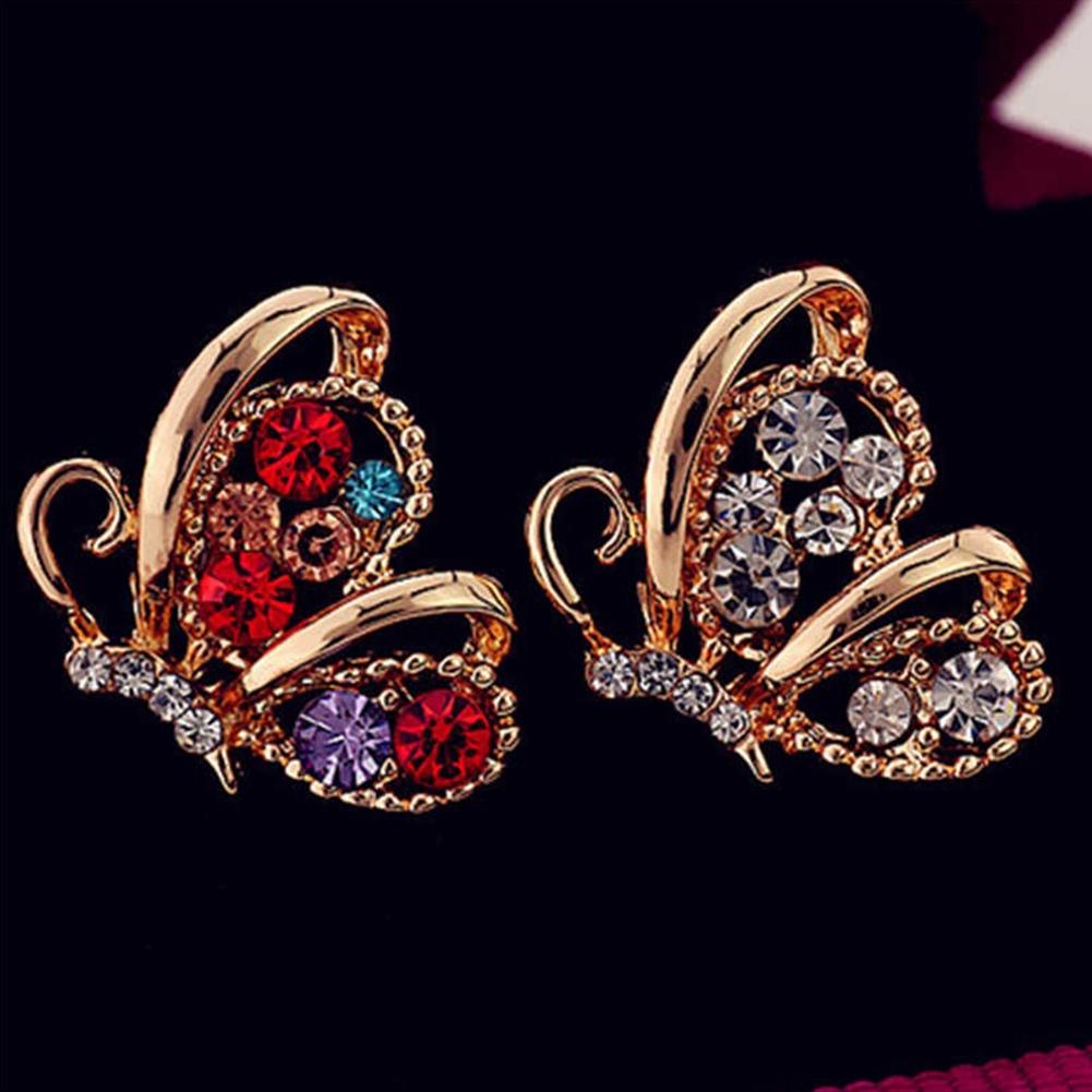 Đôi khuyên tai hình bươm bướm đính đá trang nhã xinh xắn cho nữ