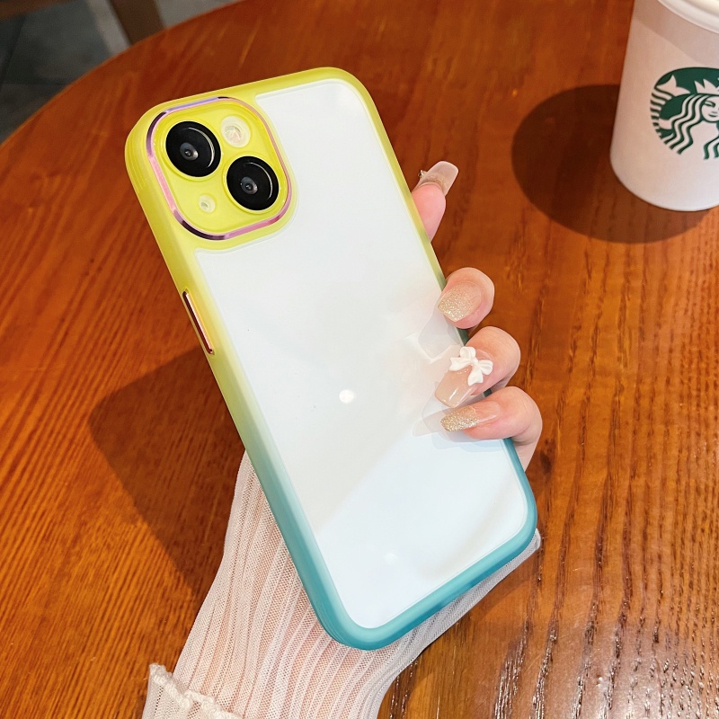 Ốp Điện Thoại Cứng Trong Suốt Chống Sốc Màu Gradient Cho iPhone 14 13 12 11 Pro Max