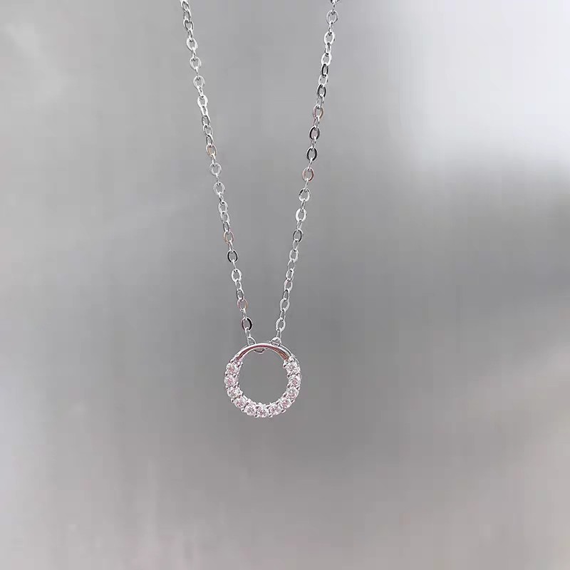 Dây chuyền bạc nữ DaLiA Jewelry hình vòng tròn hoa, nạm đá tinh tế, có lẻ mặt rời