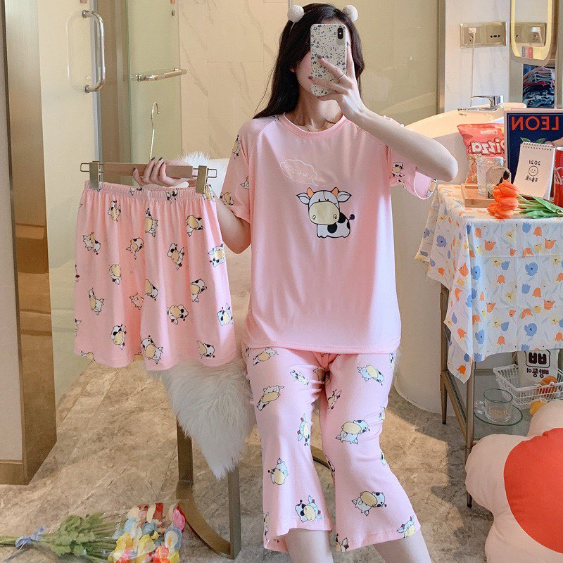 [SẴN]SET ĐỒ MẶC Ở NHÀ 3 MÓN, ĐỒ NGỦ QUẦN NGẮN VÀ LỬNG QUẢNG CHÂU, HỌA TIẾT DỄ THƯƠNG, THOÁNG MÁT, THOẢI MÁI | BigBuy360 - bigbuy360.vn