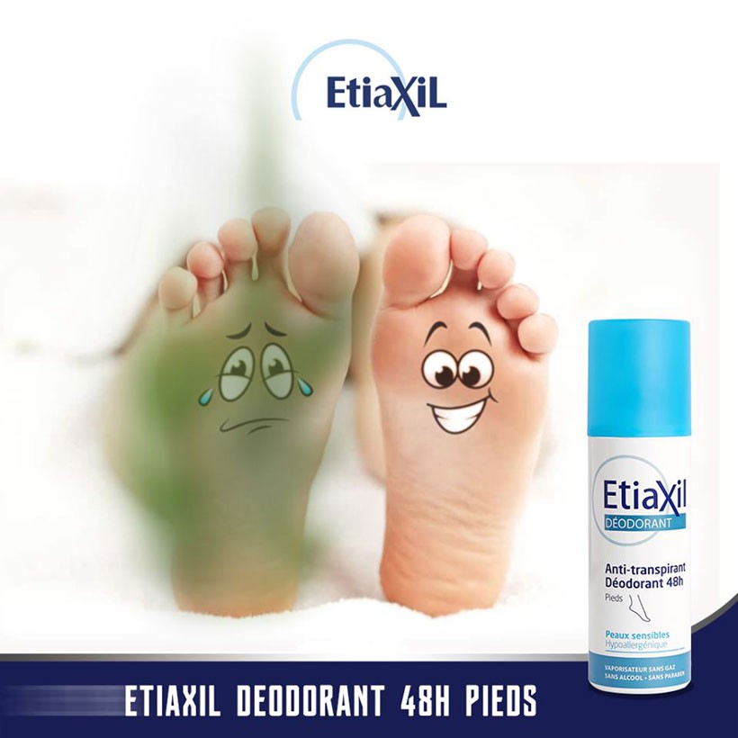 Xịt khử mùi chân Etiaxil Khử mùi, ngăn ngừa mồ hôi chân - Etiaxil Déodorant Anti-Transpirant 48h Pieds 100ml