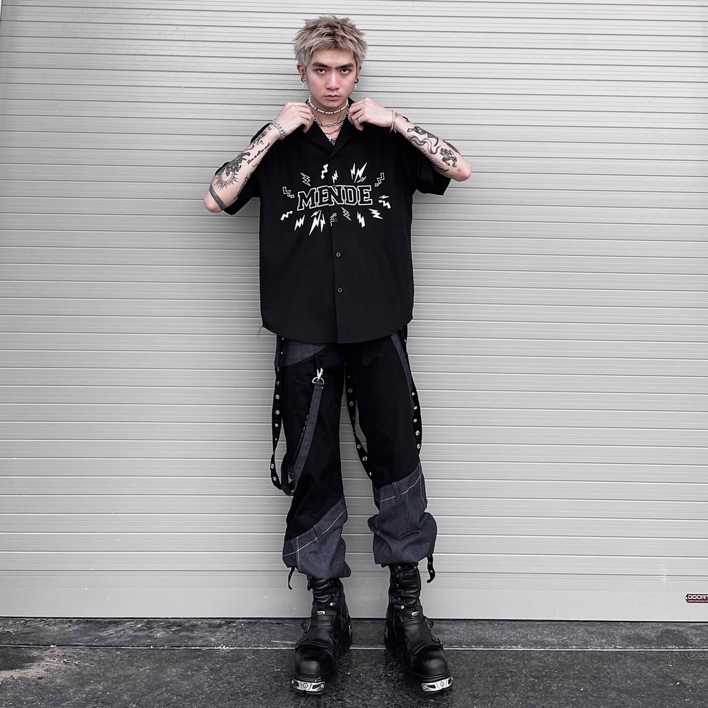 MENDE - Flash đen shirt - Áo Sơ Mi Nam Tay Ngắn