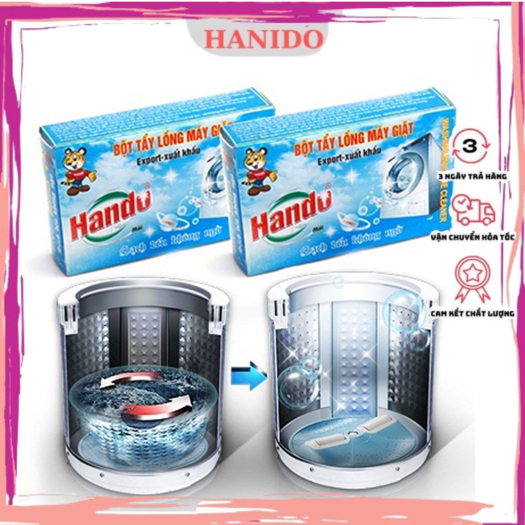 Combo 2 Hộp 4 Gói bột vệ sinh máy giặt tẩy lồng máy cực mạnh Hando 200g