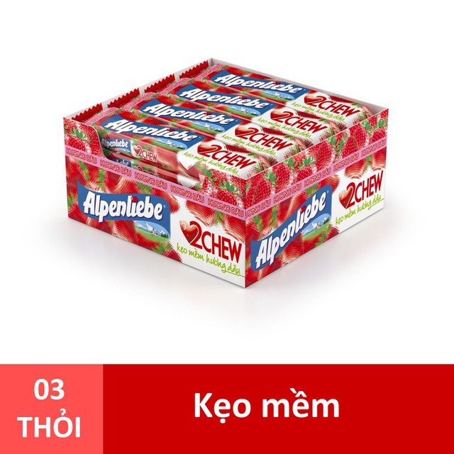 Kẹo Mềm Alpenliebe 2Chew Hương Dâu Hộp 16 Thỏi