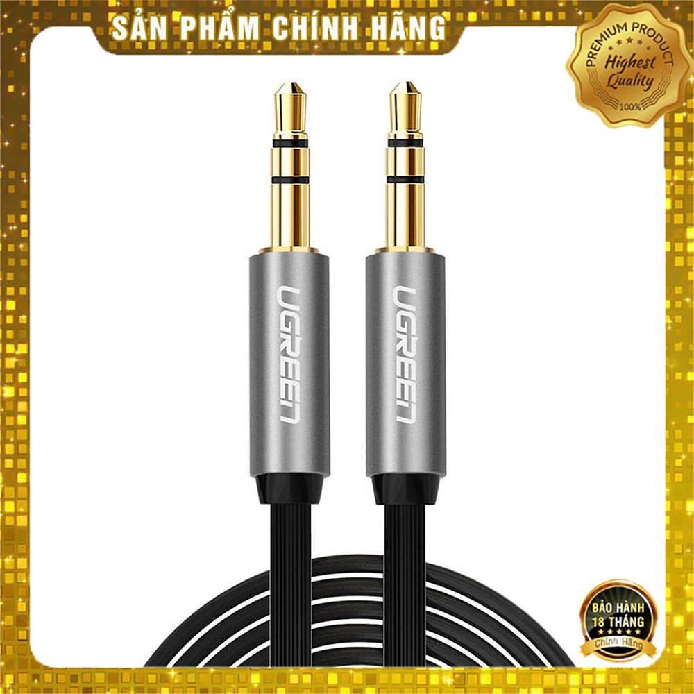 Cáp Audio 3.5mm Ugreen 10723 dài 0,5m màu đen dây dẹt chính hãng - Hapustore