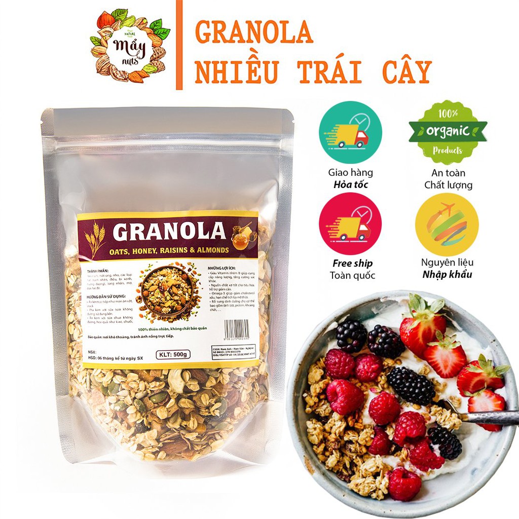 Ngũ cốc granola ăn liền giảm cân (Có giấy CN ATVSTP) thêm 5 loại trái cây - healthy Shop Mẹ Minh