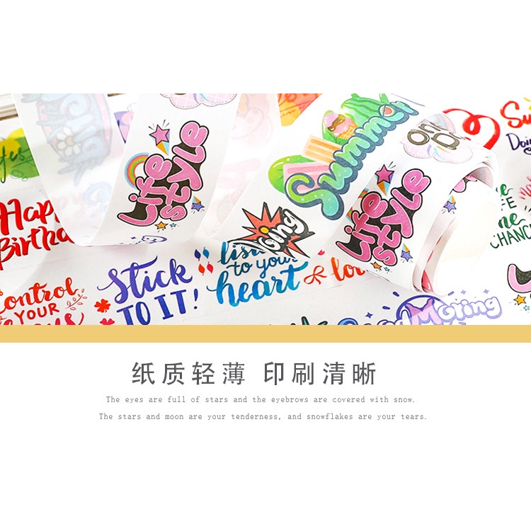 Peach 1Pcs Magic cute English word letter tape sticker Diary Scarpbooking DIY Decoration Washi Tape