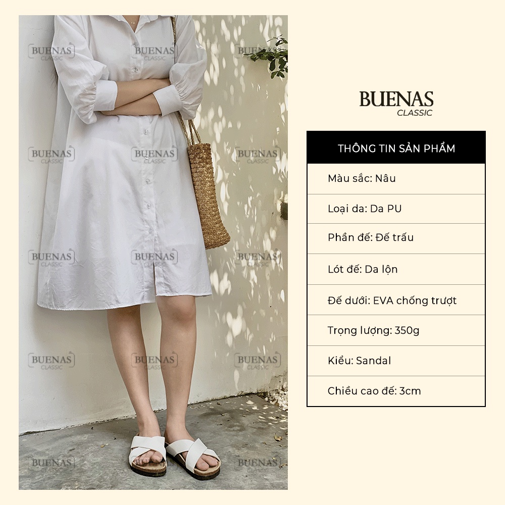 Dép đế trấu nam nữ unisex birken quai chéo Buenas - BU03