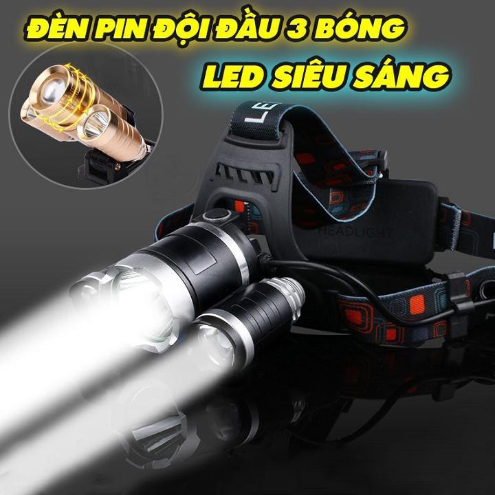 Đèn pin đội đầu 3 bóng siêu sáng