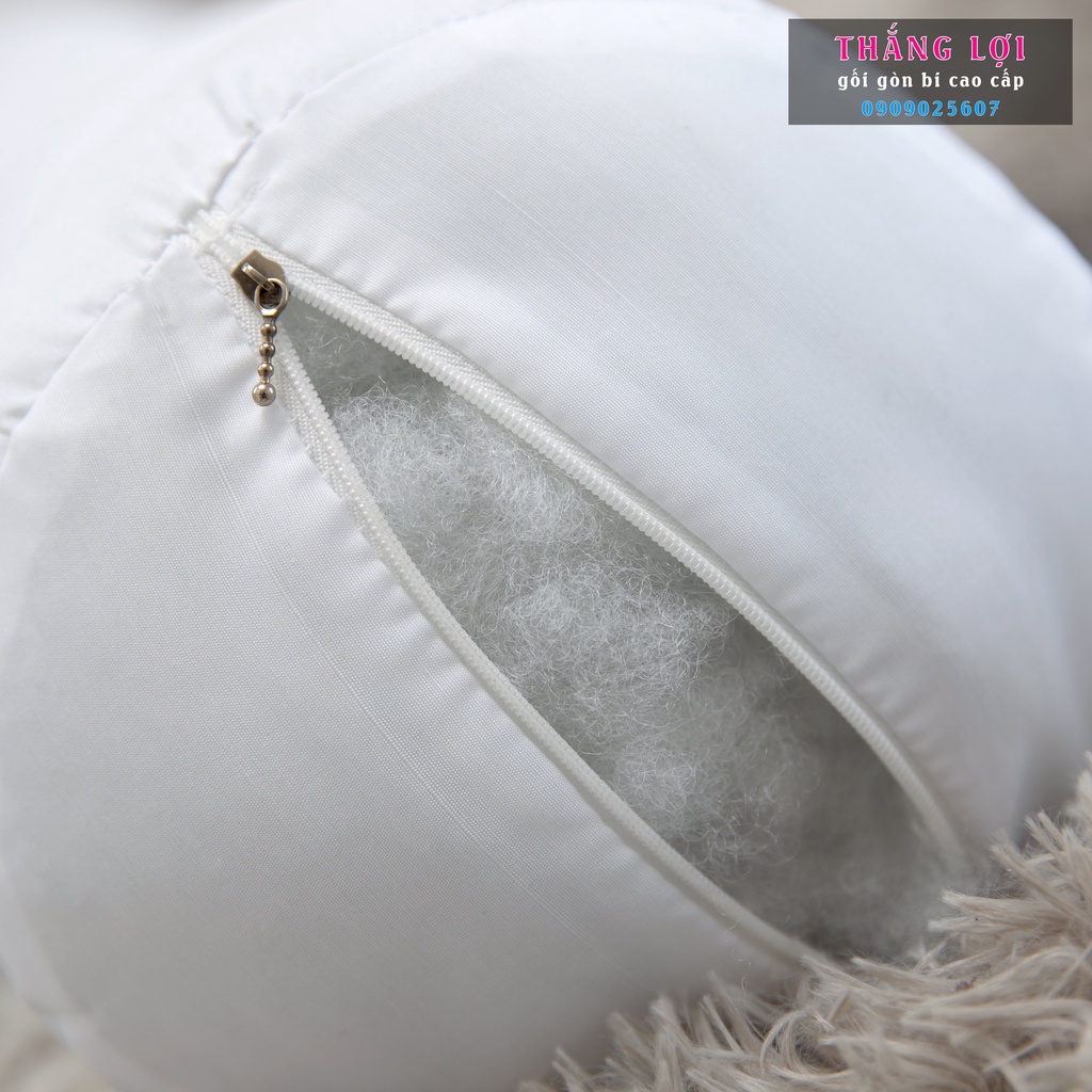 Gối bông gòn Thắng Lợi, gối bông gòn chính hãng, kích thước 50*70 cm,100% polyester do Công ty Thắng Lợi sản xuất.