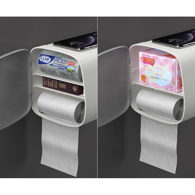 Hộp đựng giấy vệ sinh đa năng loại hình chữ nhật chống thấm nước, hộp đựng giấy tiện ích FAMAHA