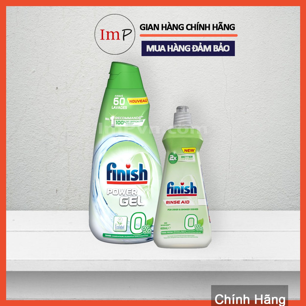 Combo Gel rửa bát Finish Eco 0% và nước làm bóng Finish Eco 0% (Bộ Gel rửa bát hữu cơ)