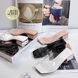 Guốc bản mica da bóng mềm gót Bb 3p