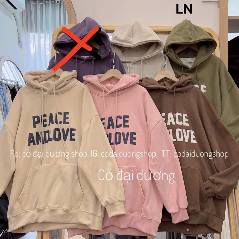 Áo hoodie PEACE mũ 2 lớp TH6
