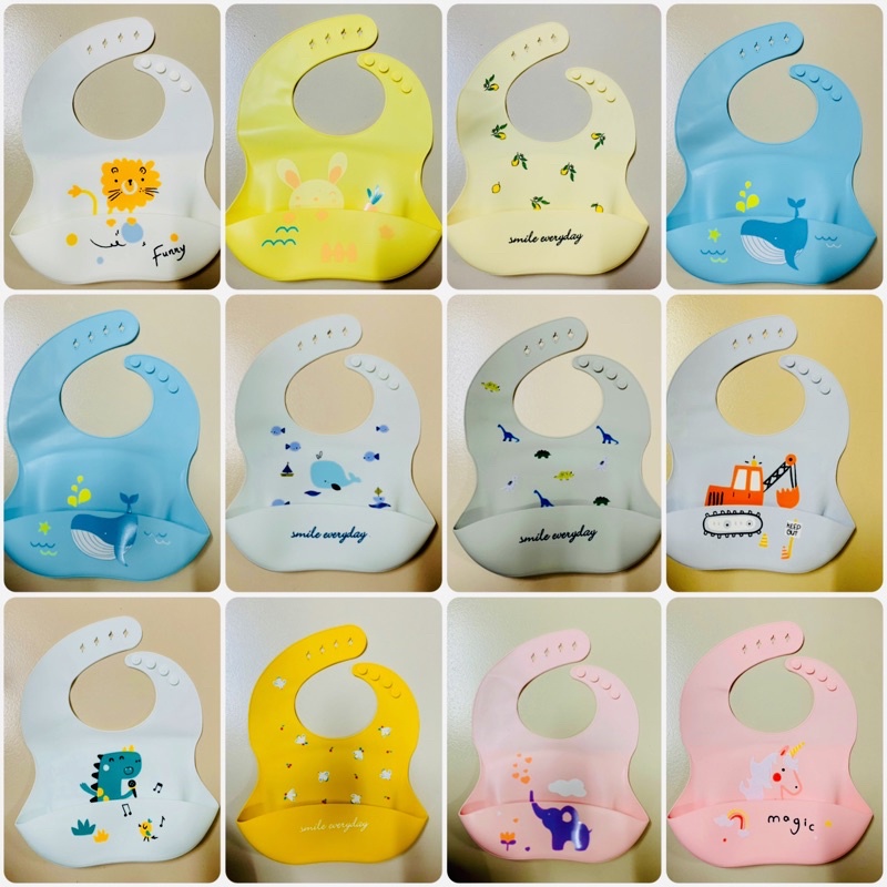 Yếm silicon ăn dặm có máng hứng phong cách Hàn Quốc,yếm silicone cho bé ăn dặm