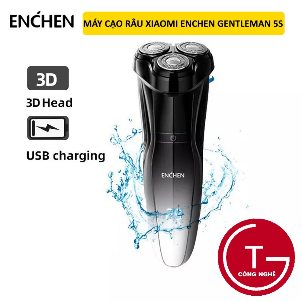 [Model mới 2021] Máy cạo râu Xiaomi Enchen Gentleman 5s kháng nước IPX7, đầu cắt 3D,Công nghệ tự mài lưỡi EMS,Pin 3tháng