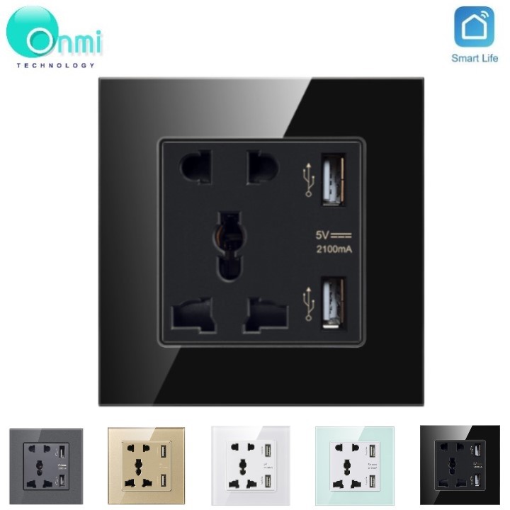 Bán sỉ - Ổ cắm điện đôi + 2 USB âm tường (5V-2100mA), tiện dụng đa năng hàng Tenko - ONMI.VN chính hãng