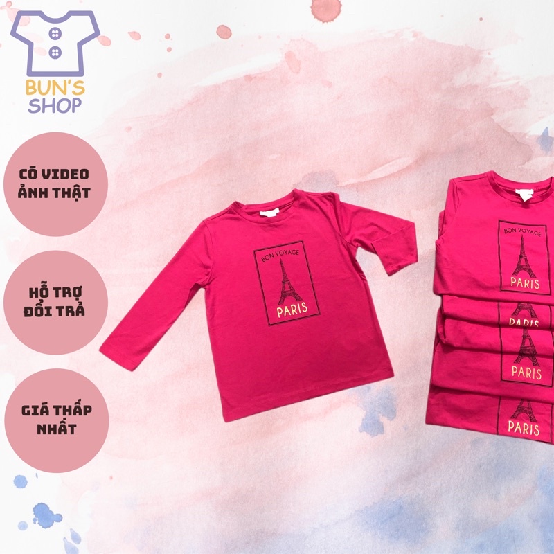 Áo cotton dài tay bé gái xuất dư xịn VNXK