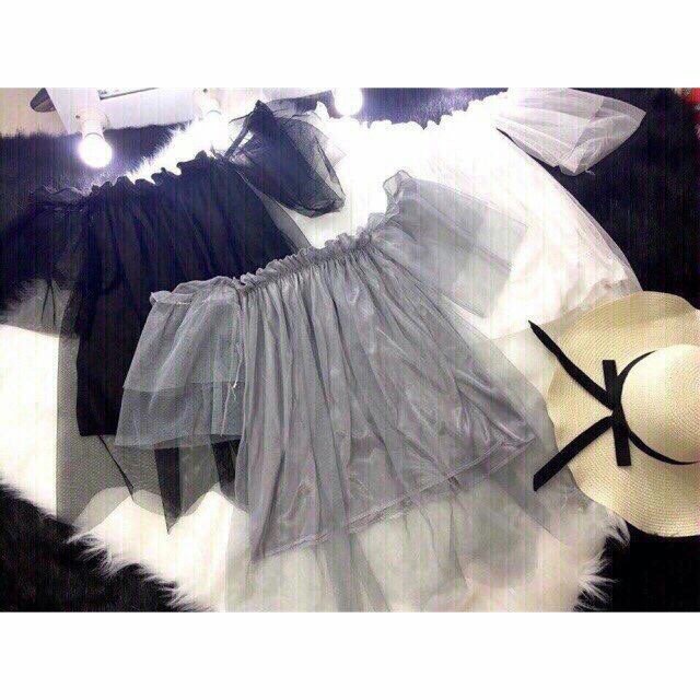 Áo trễ vai lưới công chúa