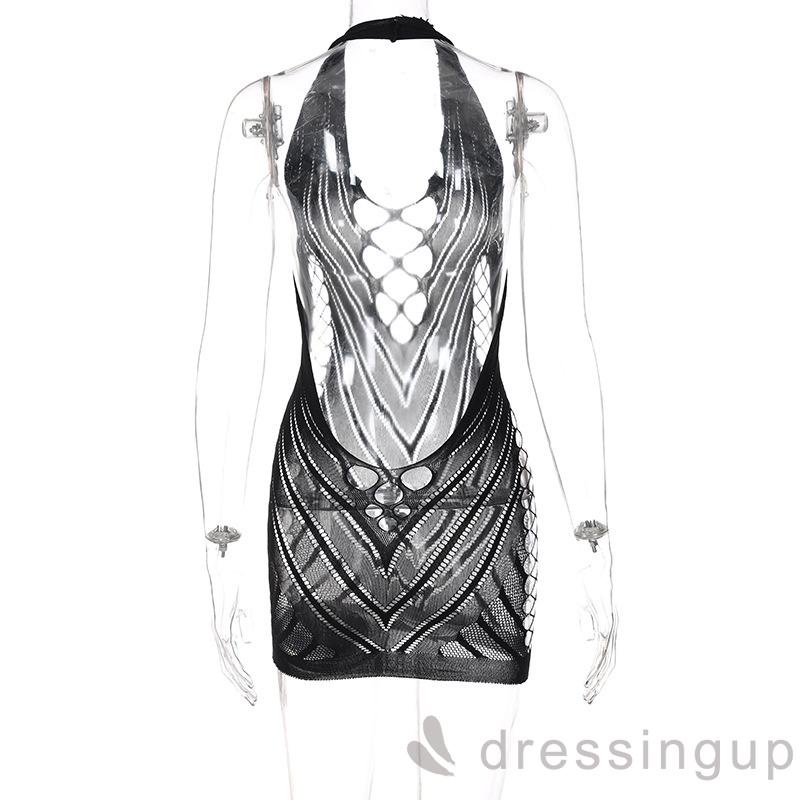 Váy body hở lưng phối lưới xuyên thấu quyến rũ dành cho nữ