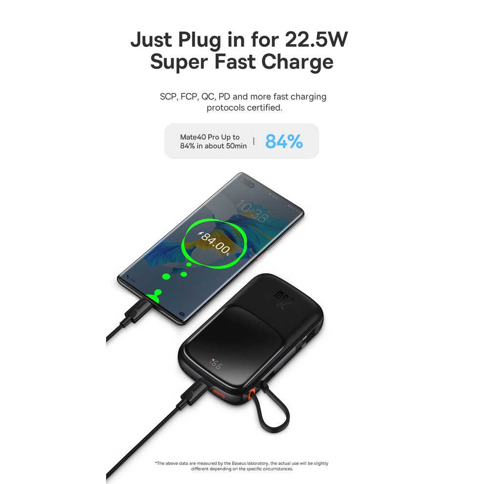 Sạc Dự Phòng Baseus 10000mAh 2.4A 20W/22.5W Tích Hợp Màn Hình Kỹ Thuật Số Cho IOS/Type-C