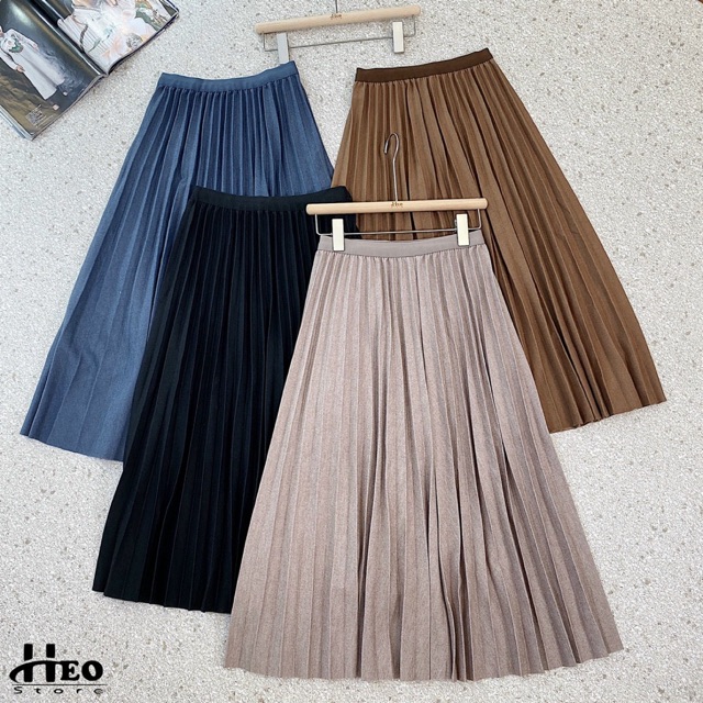 CHÂN VÁY XẾP LY CẠP CHUN DÁNG DÀI