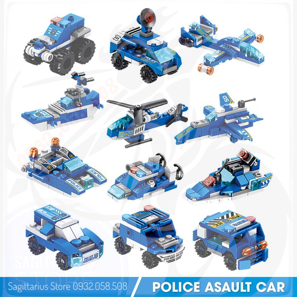 Lego Panlos 633015 Lắp Ráp Xe Cảnh Sát 12 in 1 - Police Assault Car ( 569 Mảnh ) [Hàng Có Sẵn]