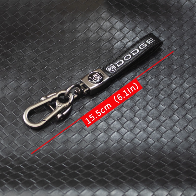 1 Móc Khóa Dây Da Màu Đen In Logo Xe Hơi Dodge Challenger RAM 1500 Chống Thất Lạc Tiện Dụng