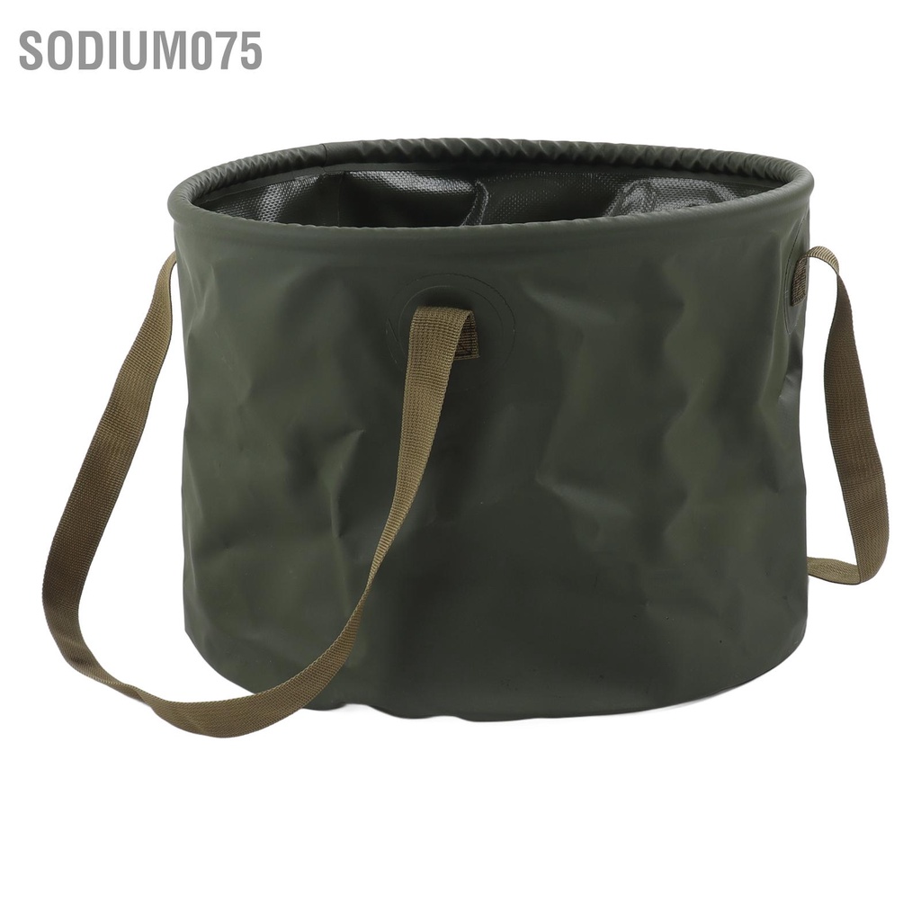 Sodium075 Xô có thể gập lại 20L Trọng lượng nhẹ Tiết kiệm không gian cầm tay màu xanh lá cây đa chức năng cho Cắm trại ngoài trời Du lịch về nhà