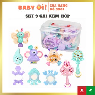 Đồ chơi gặm nướu, đồ chơi cầm tay cho bé, lục lạc cầm tay, Bộ set 9 cái massage răng lợi cho bé ở độ tuổi 03- 12 tháng