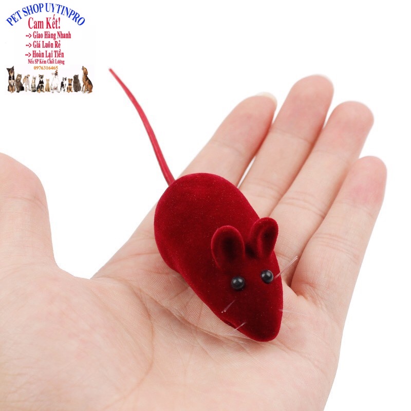 Đồ chơi cho Chó Mèo Pet Thú Cưng Hình chuột dài 6cm Phát ra tiếng kêu Chất liệu nhựa phủ lớp nhung Giúp thú cưng thưgiãn