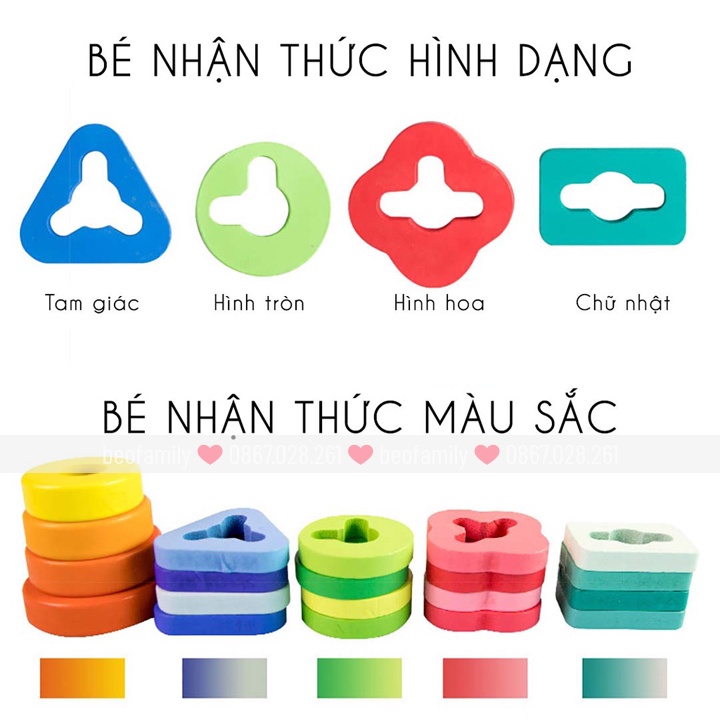 [SỐC ]Bộ đồ chơi thả hình khối cọc zic zắc cho bé học màu sắc và luyện tư duy logic, đồ chơi trí tuệ cho bé 1 2 3 tuổi