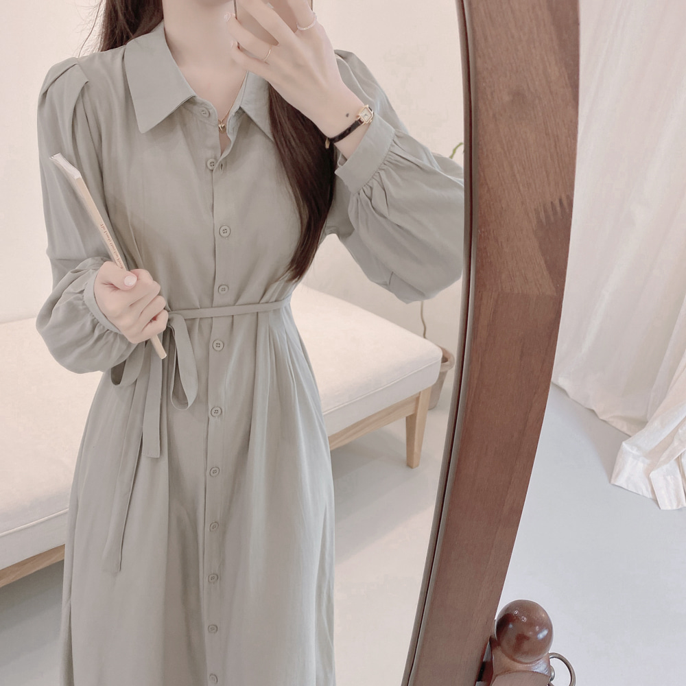 Đầm Sơ Mi Dài Tay Màu Trơn Thanh Lịch Dành Cho Nữ 37946