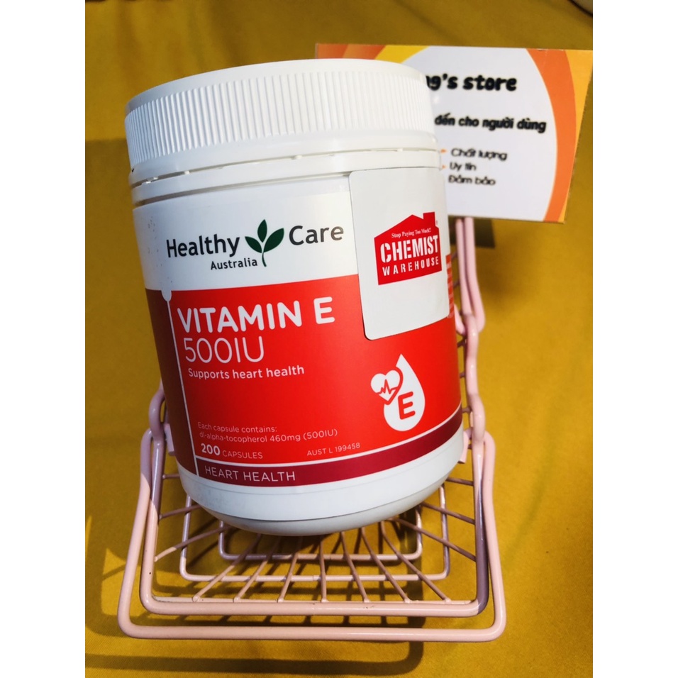Viên Uống Vitamin E của Healthy Care 500IU Úc hộp 200 viên
