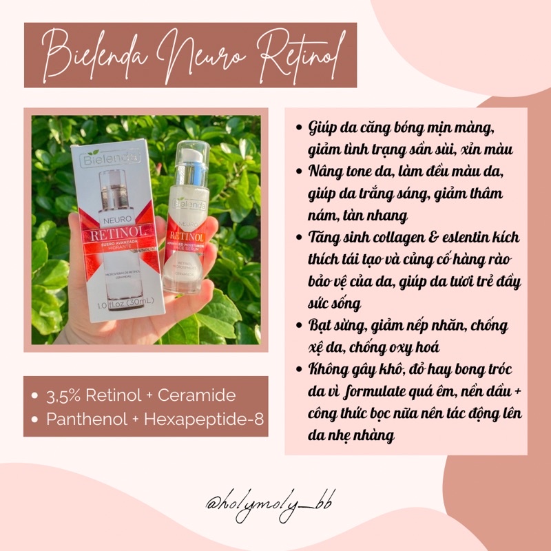 Serum Bielenda Neuro Retinol chống lão hoá, dưỡng ẩm làm trẻ hoá da, làm da căng bóng mịn màng
