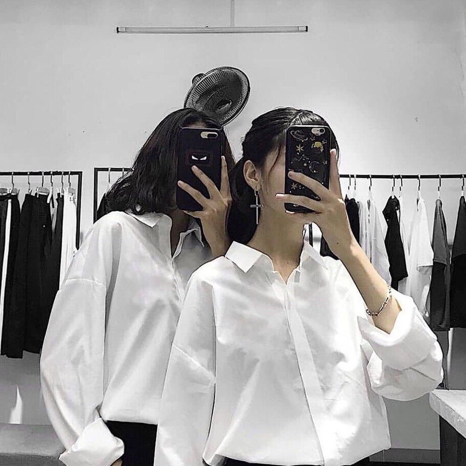 áo sơ mi from rộng nam và nữ màu trắng ,đen_sơ mi nam nữ unisex | BigBuy360 - bigbuy360.vn