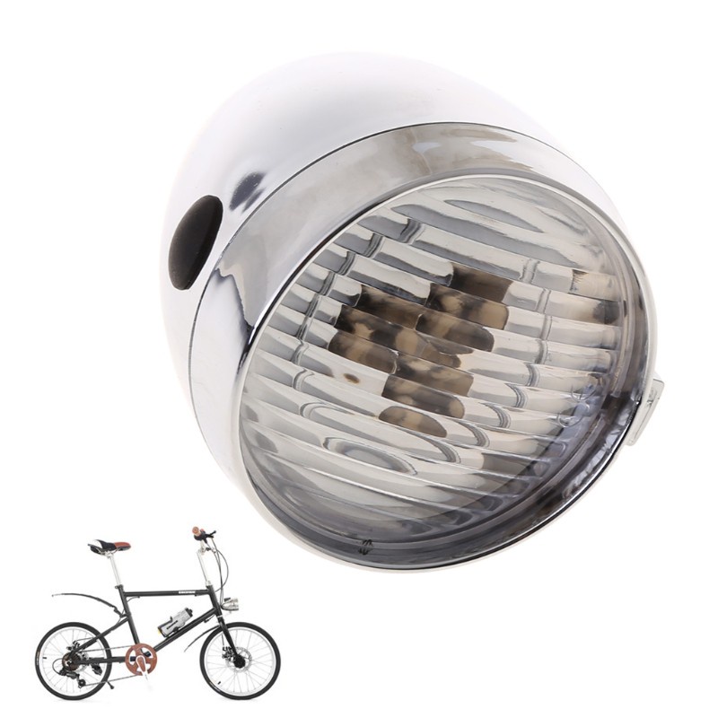 SUN Classic Retro Streamlined Bicycle Head Light Super Bright LED Metal Chrome Bikes Headlight Cycling Lighting Equipment Night Riding Accessories
