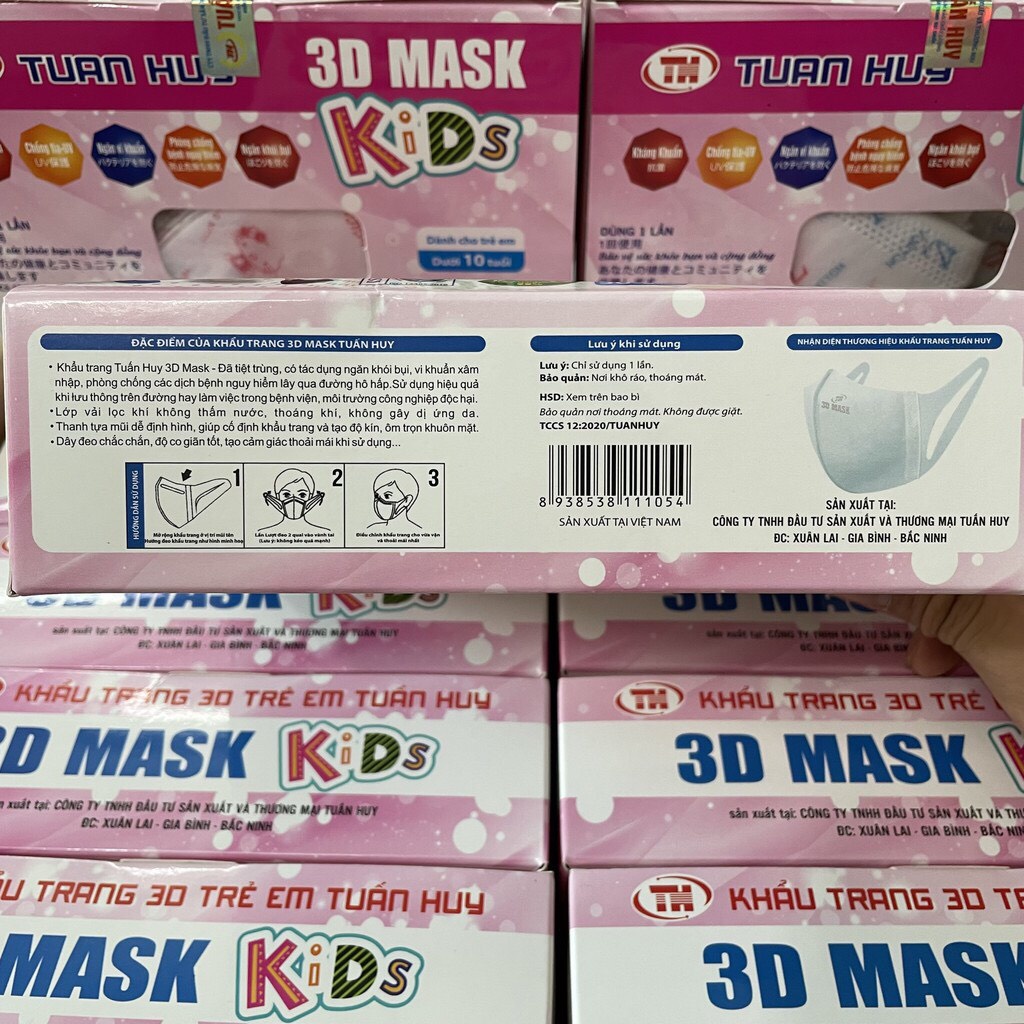 Hộp 50 khẩu trang 3D MASK KIDS kháng khuẩn trẻ em