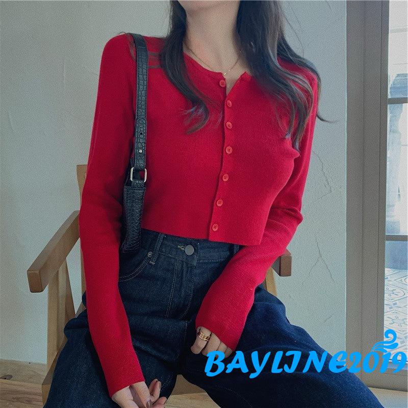 Áo Croptop Tay Dài Màu Sắc Thời Trang Quyến Rũ Cho Nữ