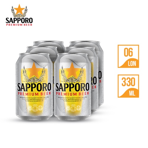 [GIFT] Quà tặng không bán - Bia Sapporo Premium lốc 6 lon (330ml/lon)