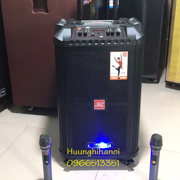 Loa karaoke di động, loa kéo karaoke JBZ 1006 hát cực hay tặng kèm 2 mic kẽm không dây