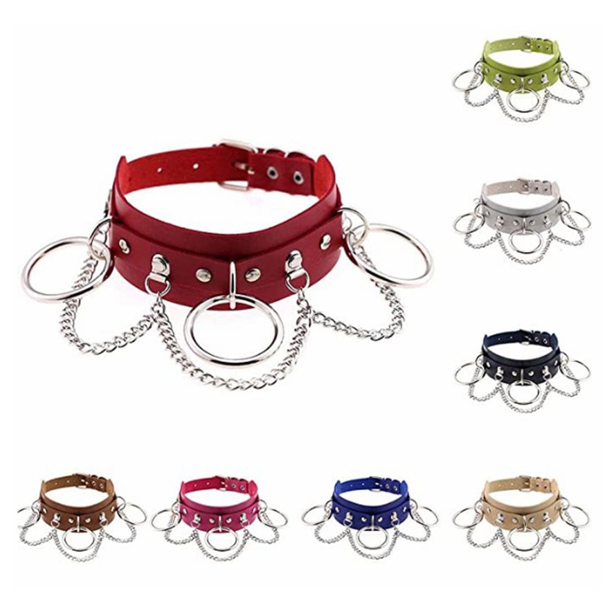 vòng cổ Choker Da Pu Nhiều Lớp Phối Mặt Hình Joker # Eg Punk7