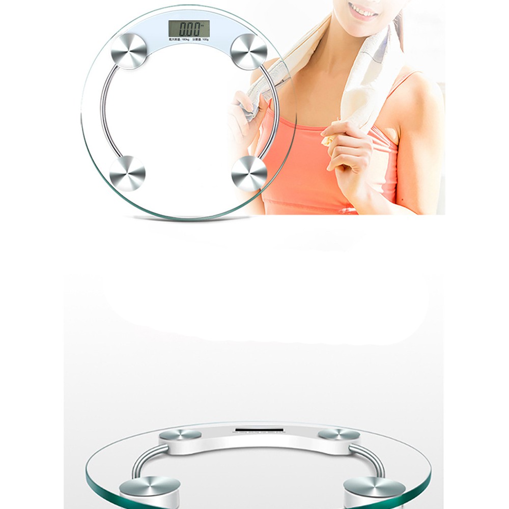 Cân sức khỏe điện tử mặt kính tròn tiện dụng Max 180kg