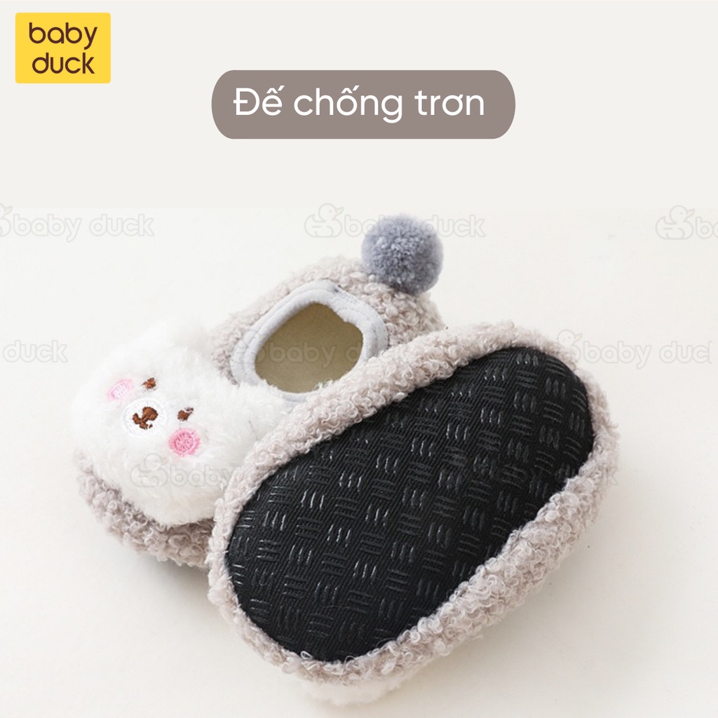 Giày đi trong nhà lót nỉ lông cừu cho bé siêu ấm và cute, giầy dép trẻ em mùa đông lạnh