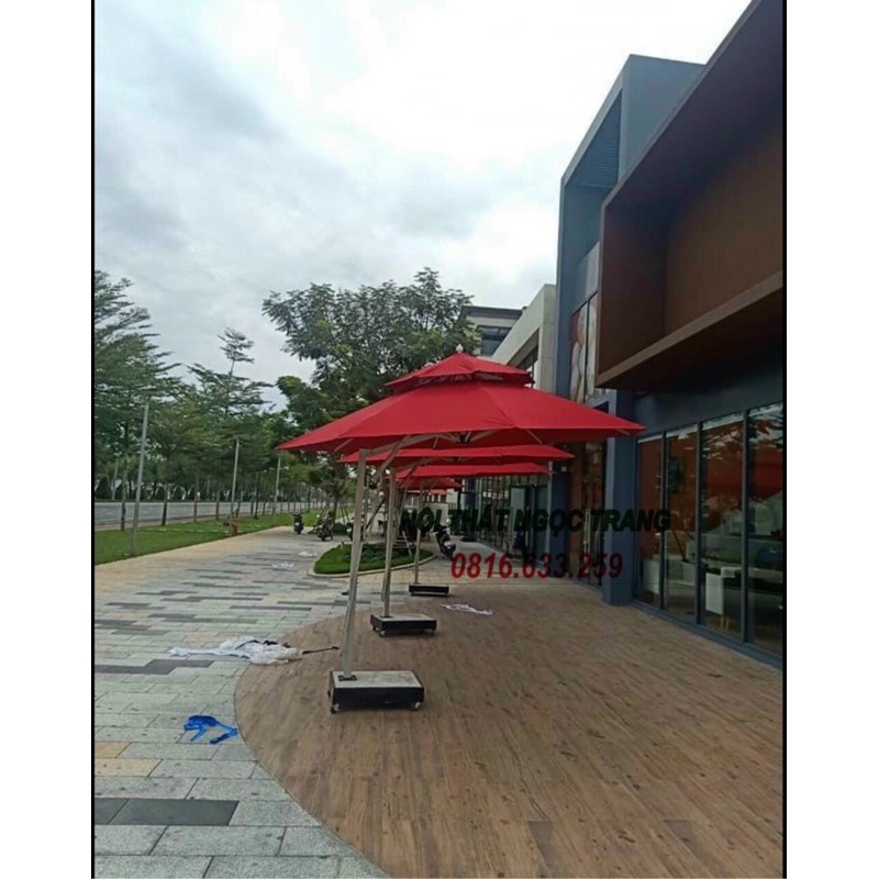 dù lệch tâm tròn sân vườn, Dù che sân vườn, Dù che mưa nắng ngoài trời, quán cafe, resort
