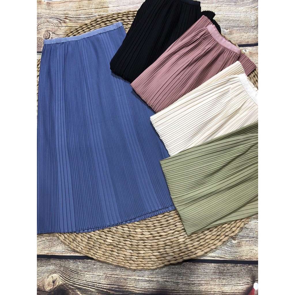 Chân váy xếp ly nhỏ dáng dài chuẩn QC hot hit | BigBuy360 - bigbuy360.vn