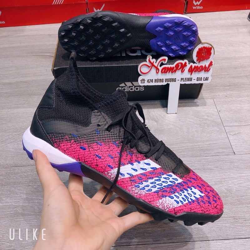 ( CÓ BẢO HÀNH KEO ) Giày Predator Freak.3 Đinh TF Màu Đen/Hồng Tím SIÊU HOT | Nampt Sport