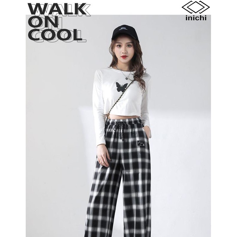 Quần caro nữ INICHI cá tính có dây rút ống Q885 | BigBuy360 - bigbuy360.vn