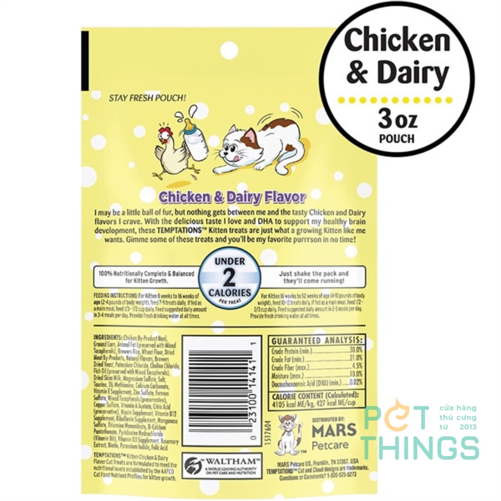 Bánh thưởng cho mèo Temptations Mỹ 85g