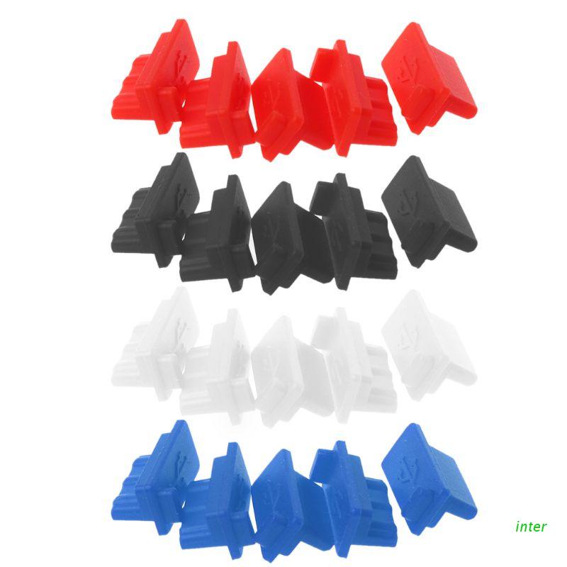 Set 5 Nút Bịt Cổng Sạc Usb Bằng Silicone Chống Bụi Cho Laptop / Máy Tính Bảng / Pc / Powerbank